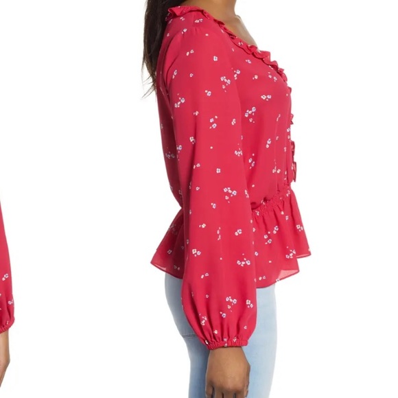 Gibson - Ruffle Detail Smock Waist Blouse - Picture 4 of 13